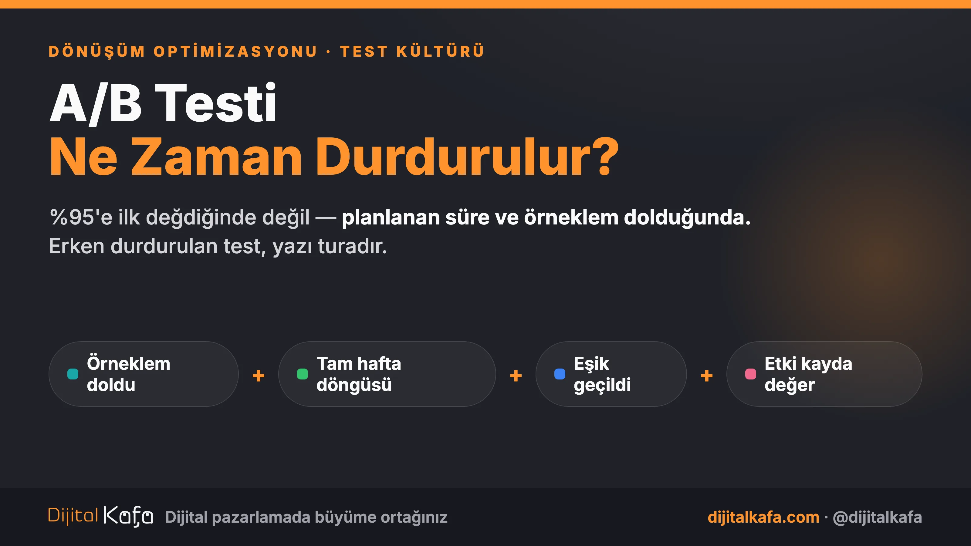 A/B testi ne zaman durdurulur: anlamlılık göstergesi ilk kez yüzde 95'e değdiğinde değil, baştan belirlenen süre ve örneklem tamamlandığında